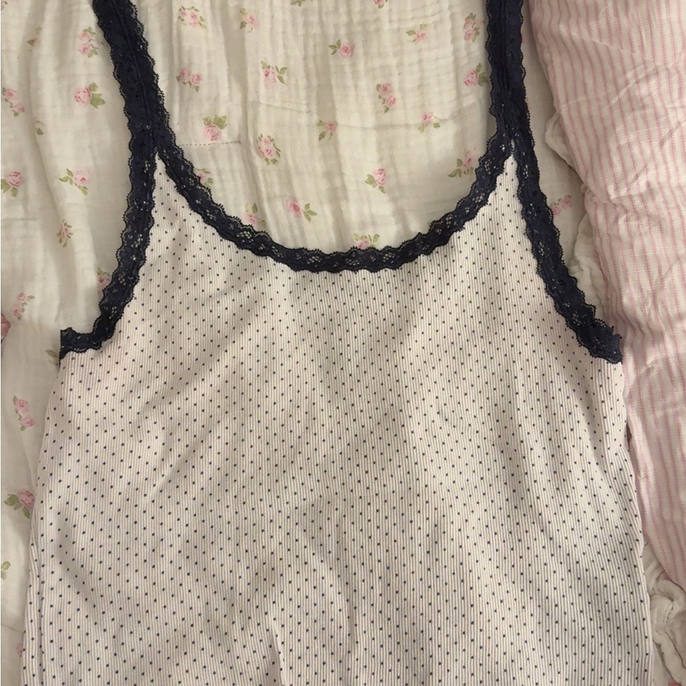 Brandy Melville Inspired Navy Lace Trim Top